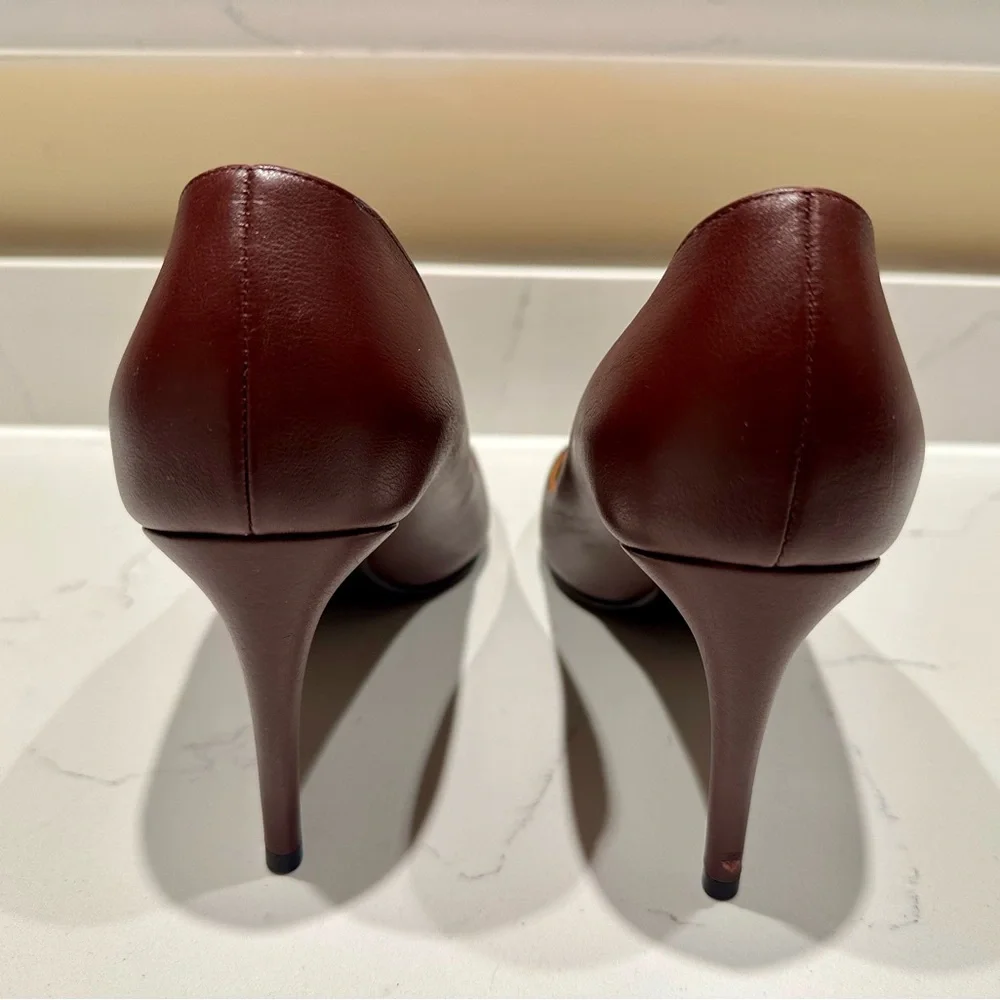 Ralph Lauren Purple Label Burgundy Leather Heels - size 8.5 / 38.5B - Picture 4 of 8